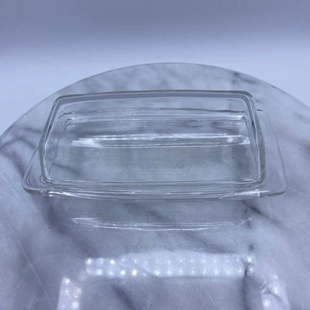 Vintage Pyrex Butter Dish Lid Clear Glass 72-B Rectangular USA Retro Kitchen MCM